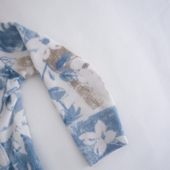 Alfred Dunner White Blue Floral Fleece Outdoor Zip Up Sweater Xl - Picture 5 of 11